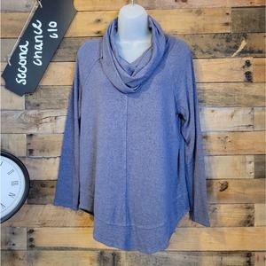 Cupio women's heather blue cowl neckline long sleeves top size medium